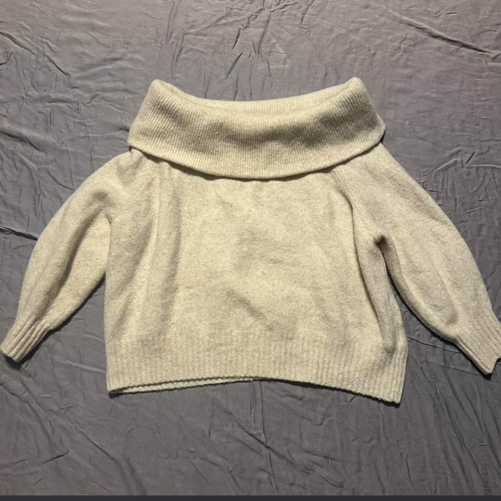 Chic Off-Shoulder Cream Sweater